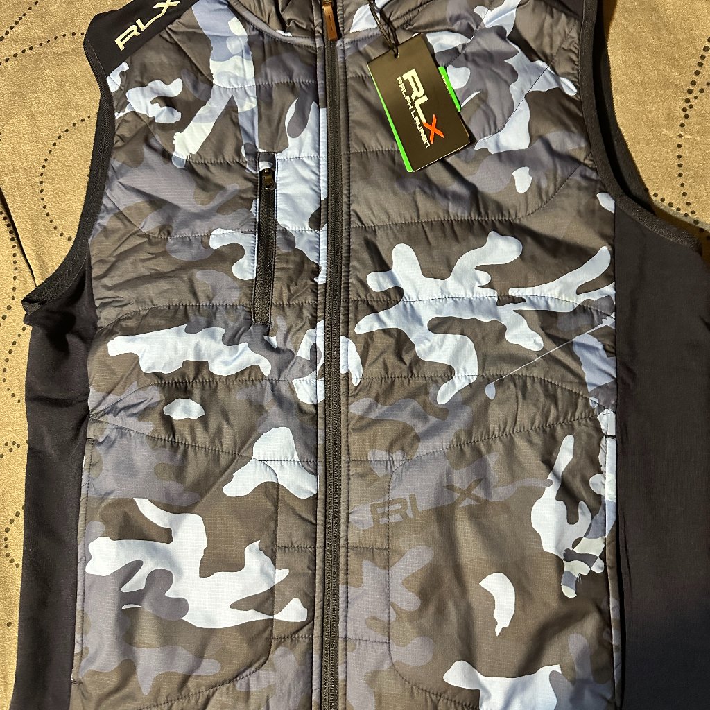 Ralph Lauren Rlx Golf Full Zip. Navy Camo Wool Vest Size M Men Nwt $228.00